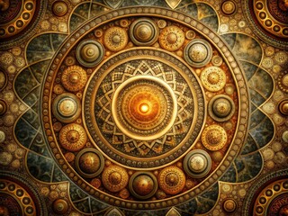 Obraz premium Mysterious ancient mystique of intricate circle patterns unfolding in earthy tones