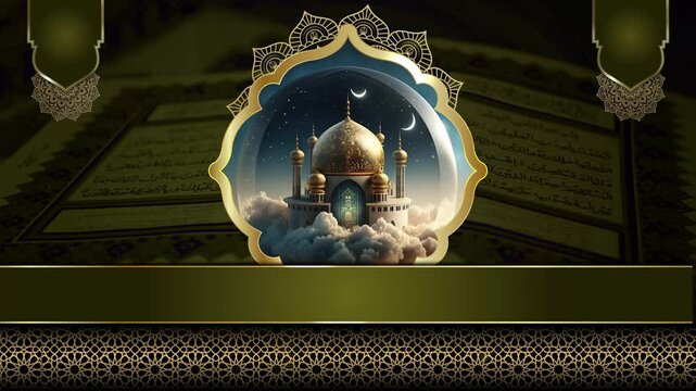 luxury arabic islamic Background , muslim design for Holy Quran recitations template , Gold motionlight looping smoothly , 4K mosque loop animation