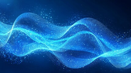 Attract Blue Line Movement, Abstract Wave Line, Light Technology Background, Copy Space 