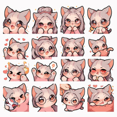 2d vector illustration emoji emote for social media icon for fruits and animals cute character  
