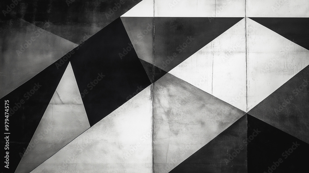 Poster geometric concrete wall forming black and white abstract pattern