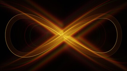 Abstract Infinity Symbol with Neon Light Effects on Dark Background