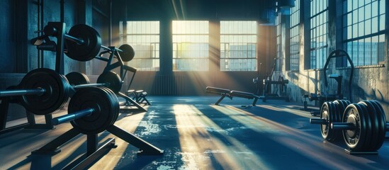 Gym Interior with Sunlight Streaming Through Windows