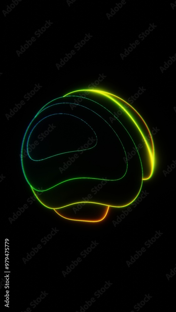 Wall mural Abstract Neon Flowing Shape with Light on Dark Background