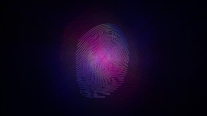 Abstract Neon Fingerprint Design on Dark Background