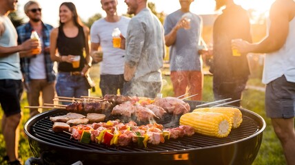 Summer Barbecue:  Friends Gather Around the Grill  