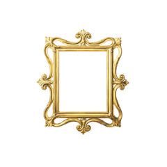 Ornate Golden Frame Isolated on White Background