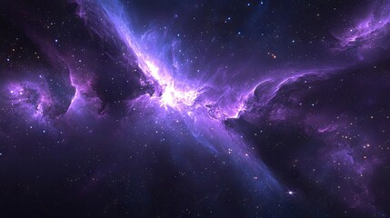 Fototapeta premium A breathtaking cosmic scene in a vast galaxy where shades of purple and blue dominate the space. The image captures a dramatic, ethereal atmosphere 