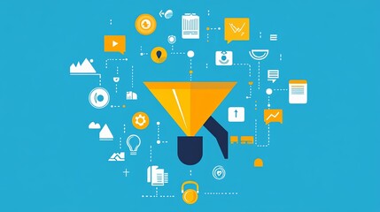 Search funnel optimization layout showcasing a streamlined design with numerous open spots for additional copy or design elements. 