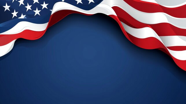 Minimalist american flag design   waving banner with empty space for independence day theme