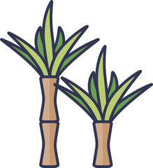 Illustration of two bamboo sprouts symbolizing growth and nature.