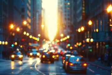 Busy city street architecture metropolis cityscape.