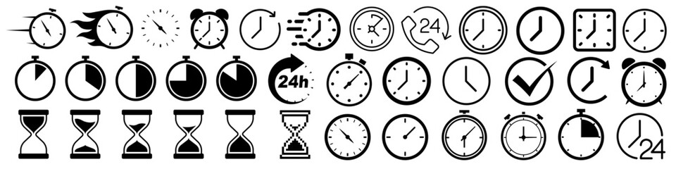 Time icon. Clock icon set.