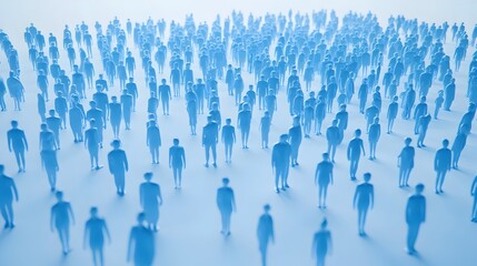 Faceless Silhouette Crowd in Minimalistic Conceptual Composition