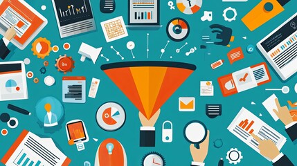 Search funnel optimization layout showcasing a streamlined design with numerous open spots for additional copy or design elements. 