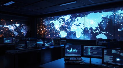 Fototapeta premium Global Network Monitoring Room
