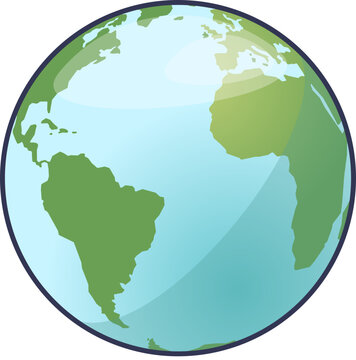 Illustration of Earth globe showing continents, symbolizing global connectivity and geography.
