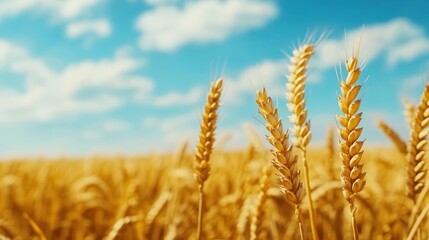 Fototapeta premium A golden wheat field swaying gently in the breeze under a vast