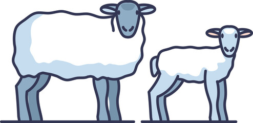 Illustration of two free-range sheep, symbolizing natural and ethical farming practices.