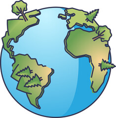 Obraz premium Illustration of Earth highlighting continents and water bodies, emphasizing global water resources.