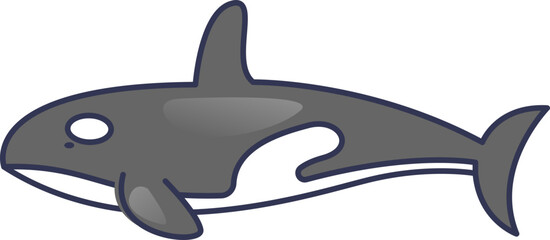 Obraz premium Illustration of an orca whale in side view, highlighting its distinctive black and white pattern.