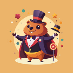 illustration of a person with hat. funny cartoon wizard.