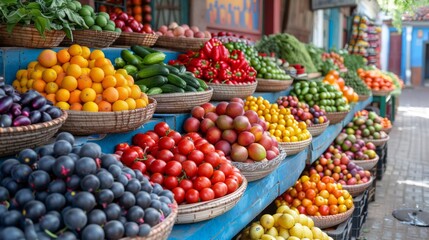 Obraz premium Vibrant Produce Stall in a Moroccan Market