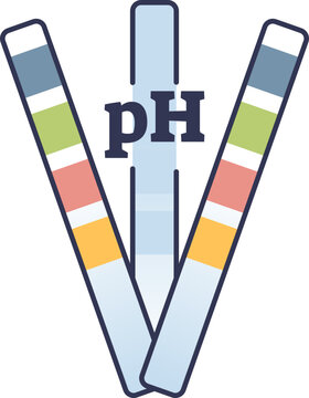 Illustration of pH strips with color indicators, representing pH testing and measurement.
