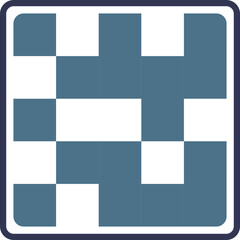Abstract QR code icon with blue and white blocks, representing digital information and technology.