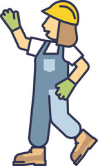 Illustration of a recycling sorter in overalls, wearing a hard hat and gloves, symbolizing environmental responsibility and waste management.