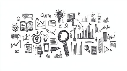 Search engine ranking sketch with a minimalist style, showcasing a conceptual representation of SEO performance metrics. 