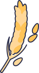 Illustration of a wheat stalk with grains, symbolizing agriculture and harvest.