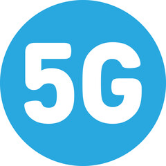 Blue circle with '5G' text symbolizing next-generation wireless technology.