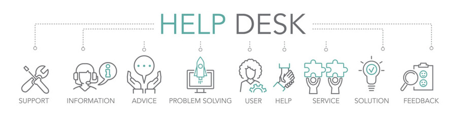 Help desk concept - thin line vector icons two-tone