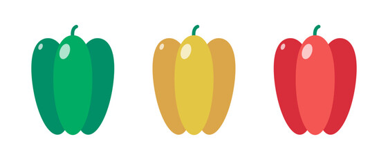 Bell peppers and paprika icon set. Vector.