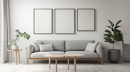 Mockup blank white minimal picture frame style aesthetic Scandinavian room