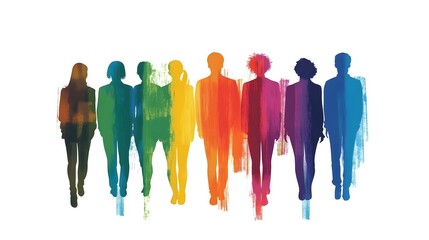 Diverse Silhouettes in Vivid Colors Symbolizing Inclusion and