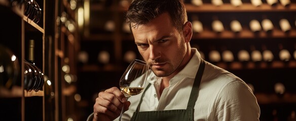 The Sommelier Evaluating Wine