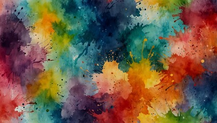 Abstract watercolor background with colorful splashes.