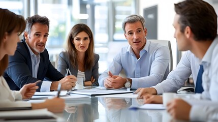 Business Professionals Collaborating in Conference Room Meeting