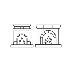 Fireplace icon set. Outline illustration of fireplace vector icon for web. Line,  outline and filled vector sign. Mantelpiece symbol, logo illustration. Different style icons set. 