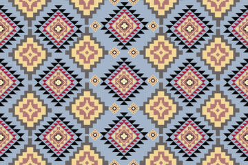 Navajo tribal vector seamless pattern. Native American ornament. Ethnic South Western decor style. Ikat Boho geometric ornament. Vector seamless pattern. Mexican blanket, rug. Woven carpet