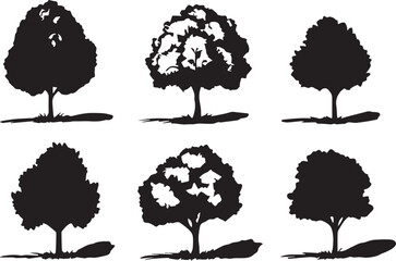 Set Trees. Hand drawn vector illustration	