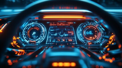 Digital dashboard displaying information while driving at night