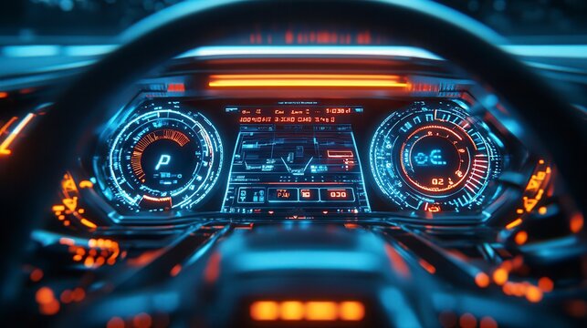 Digital dashboard displaying information while driving at night