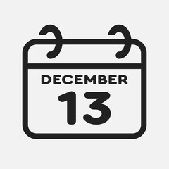Icon page calendar day - 13 December