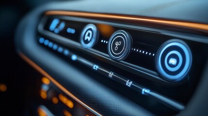 Obraz premium Close up of modern car dashboard showing air conditioning and climate control settings