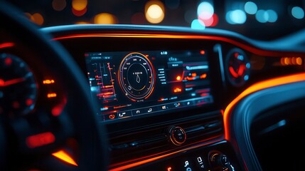 Modern digital dashboard showing speed and navigation in a luxury car