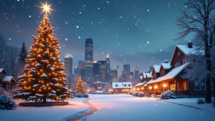 Obraz premium christmas tree in the city