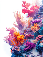 Obraz premium A vibrant underwater scene showcasing colorful corals in various shades, creating a stunning marine landscape.